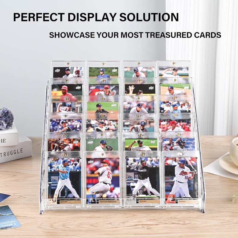CELSOL 7 Tier 12" Acrylic Card Display Stand, Easy Clip-On Design, Versatile Display for Trading Cards, Graded Cards, PSA Cards, Baseball Cards, Sports Cards, and Business Cards and Stickers - Image 3